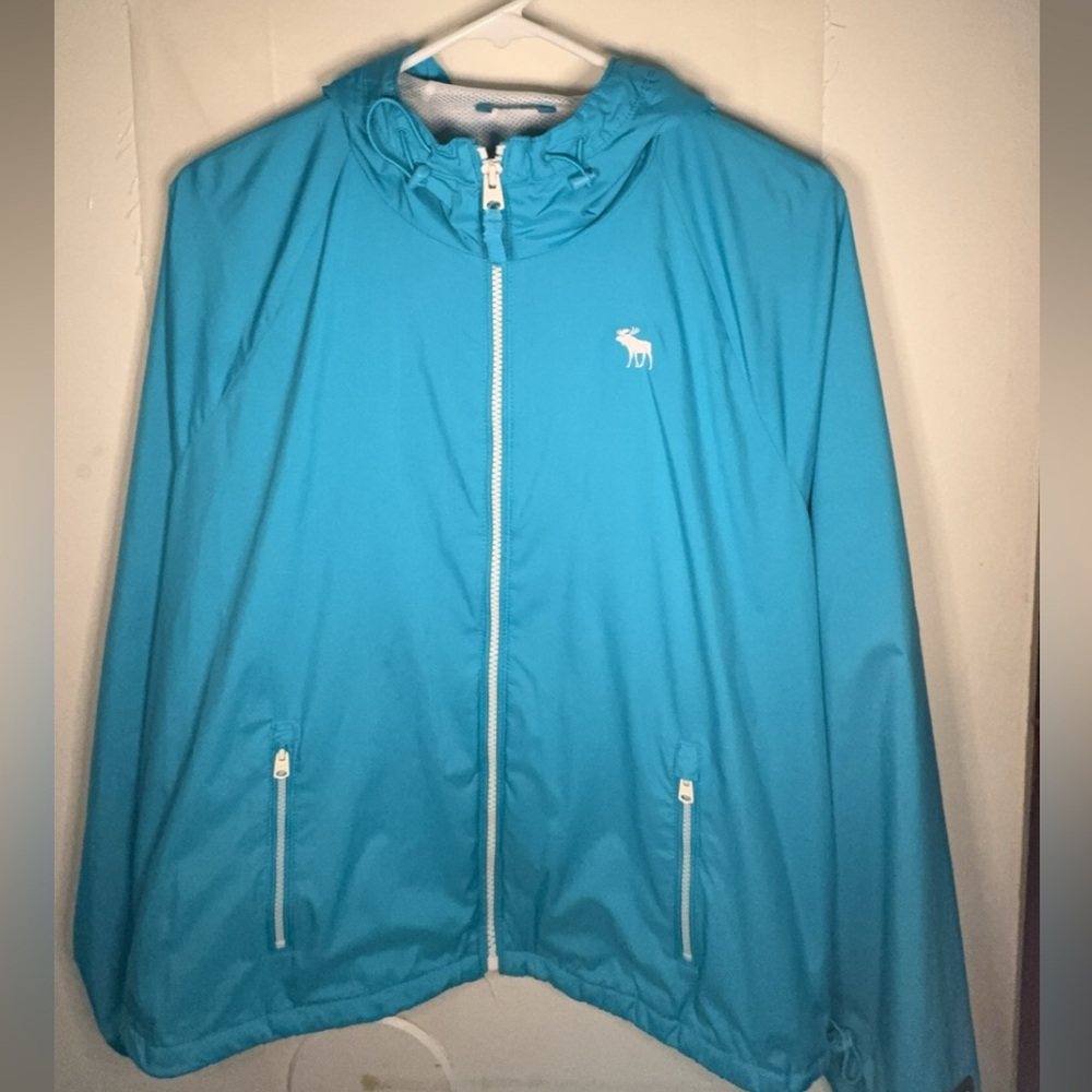 Abercrombie & Fitch Teal Rain Jacket with Logo